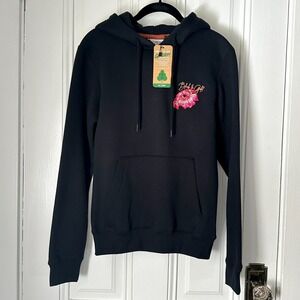 Black & Gold Latin Brand Black Hoodie Embroidered Floral NWT Women's S